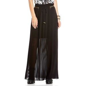 Vince Camuto | Pleated Black Maxi Skirt w/ zippers